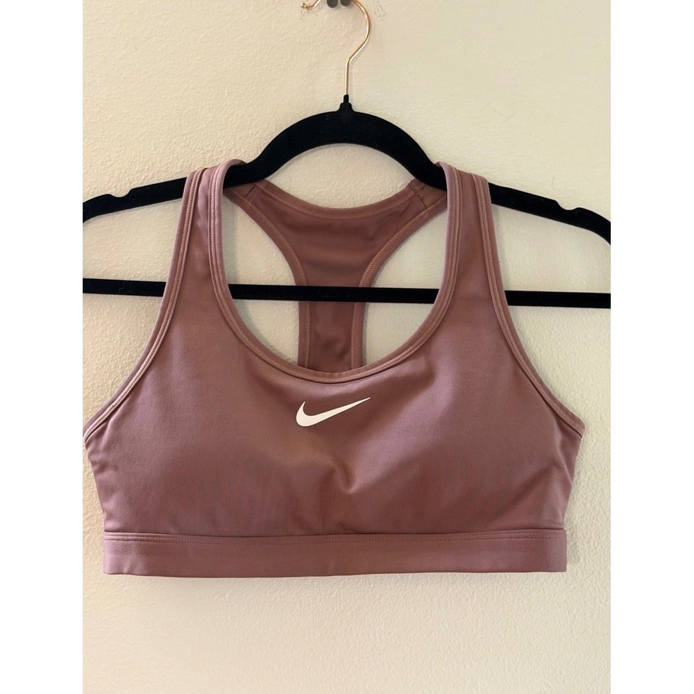 Nike Swoosh Dri-FIT Sports Bra / Mauve Pink Racerback Medium Support Sz Small